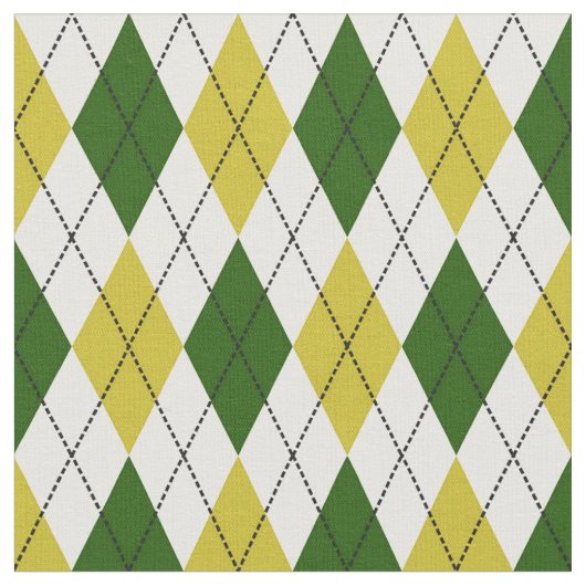 Grünes und gelbes Rauten-Muster Stoff (Nahaufnahme)