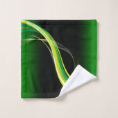 Grünes und gelbes Set mit wirbelnden Linien Badeha (Waschlappen)