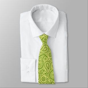 Grünes und gelbes vintage Paisleymuster Krawatte