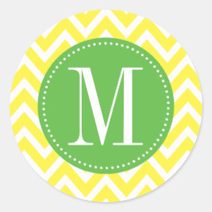 Grünes und gelbes Zickzack kundenspezifisches Runder Aufkleber