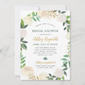 Grünes und goldenes Blumenreath-Brautparty Einladung (Vorderseite)