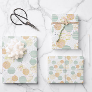 Grünes und goldenes geometrisches Weihnachten Geschenkpapier Set