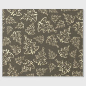 Grünes und goldenes Weihnachtsbaumpapier Geschenkpapier (Flach)