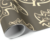 Grünes und goldenes Weihnachtsbaumpapier Geschenkpapier (Rolleneckpunkt)