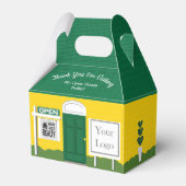 Grünes und goldfarbenes Haus Geschenkschachtel (Rückseite)