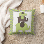 Grünes und graues Zickzack Kissen (Decke)