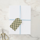 Grünes und hellbeiges Karomuster Geschenkanhänger (Mit Garn)