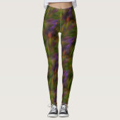 Grünes und Lila Abstraktes Kunstmuster Leggings (Vorderseite)