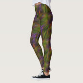 Grünes und Lila Abstraktes Kunstmuster Leggings (Links)
