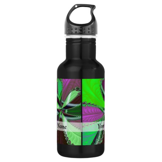 Grünes und lila Fraktal Trinkflasche (Vorderseite)