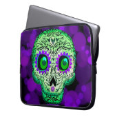 Grünes und Lila Glühen Laptopschutzhülle (Vorderseite Links)