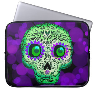 Grünes und Lila Glühen Laptopschutzhülle