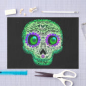Grünes und Lila glühendes Zuckerschädel Halloween Seidenpapier (Handwerk)