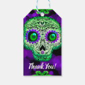 Grünes und Lila Halloween-Party Geschenkanhänger (Rückseite)