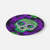 Grünes und Lila Halloween-Party Pappteller (Schrägansicht)