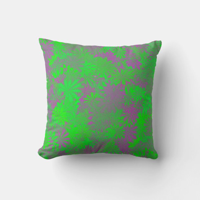Grünes und Lila Leaf Kissen (Vorderseite)