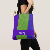 Grünes und lila Leder mit Textilien Tasche (Von Nahem)