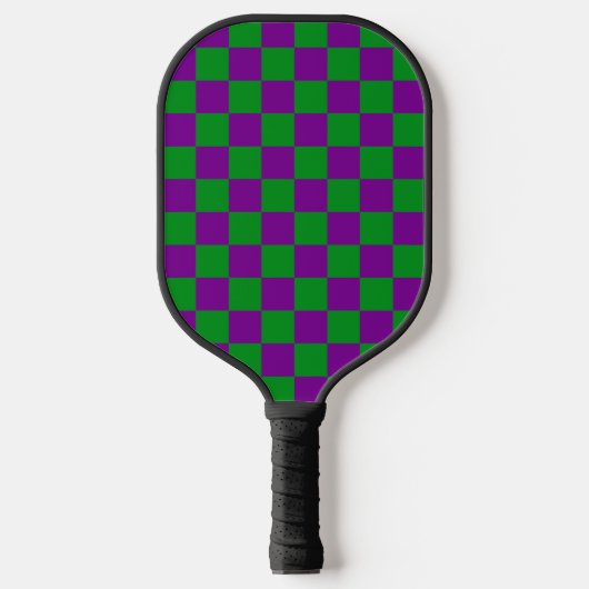 GRÜNES UND LILA MARDI GRAS ÜBERPRÜFT PATTERIUM PICKLEBALL SCHLÄGER (Vorderseite)