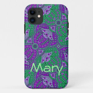 Grünes und lila Paisley Case-Mate iPhone Hülle