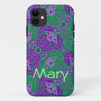 Grünes und lila Paisley Case-Mate iPhone Hülle