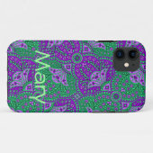 Grünes und lila Paisley Case-Mate iPhone Hülle (Rückseite (Horizontal))