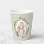 Grünes und Lila Rapunzel Pappbecher (Vorderseite)