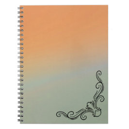 Grünes und oranges Ombre-Notizbuch mit schwarzen A Notizblock