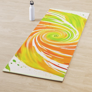 Grünes und oranges Spiraldesign Yogamatte