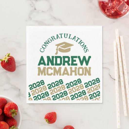 Grünes und Personalisiertes Graduierungspapier Serviette (Beispiel)
