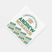 Grünes und Personalisiertes Graduierungspapier Serviette (Ecke)