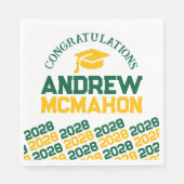 Grünes und Personalisiertes Graduierungspapier Serviette (Vorderseite)