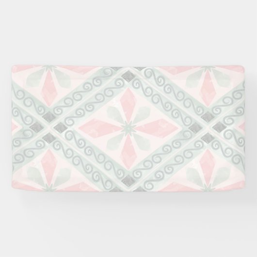 Grünes und rosa pastellfarbenes Diamantmuster Banner (Horizontal)