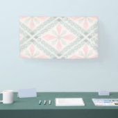 Grünes und rosa pastellfarbenes Diamantmuster Banner (Messe)
