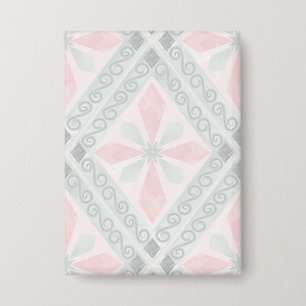 Grünes und rosa pastellfarbenes Diamantmuster Button