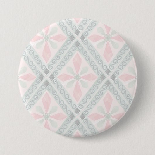 Grünes und rosa pastellfarbenes Diamantmuster Button (Vorderseite)