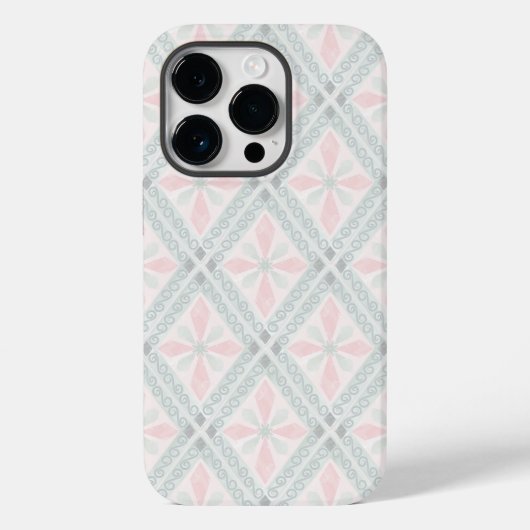 Grünes und rosa pastellfarbenes Diamantmuster Case-Mate iPhone Hülle (Rückseite)