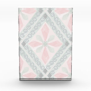 Grünes und rosa pastellfarbenes Diamantmuster Fotoblock