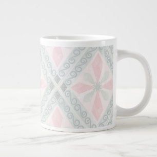 Grünes und rosa pastellfarbenes Diamantmuster Jumbo-Tasse
