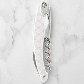 Grünes und rosa pastellfarbenes Diamantmuster Kellnermesser (Rückseite)