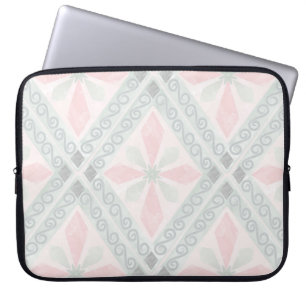 Grünes und rosa pastellfarbenes Diamantmuster Laptopschutzhülle