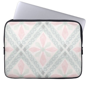 Grünes und rosa pastellfarbenes Diamantmuster Laptopschutzhülle
