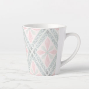 Grünes und rosa pastellfarbenes Diamantmuster Milchtasse