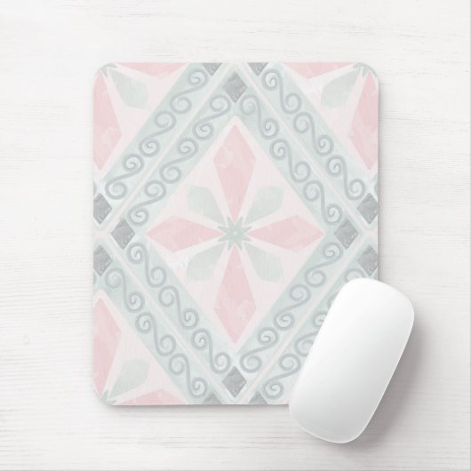 Grünes und rosa pastellfarbenes Diamantmuster Mousepad (Mit Mouse)