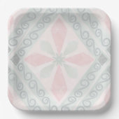 Grünes und rosa pastellfarbenes Diamantmuster Pappteller (Vorderseite)