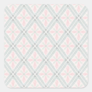 Grünes und rosa pastellfarbenes Diamantmuster Quadratischer Aufkleber