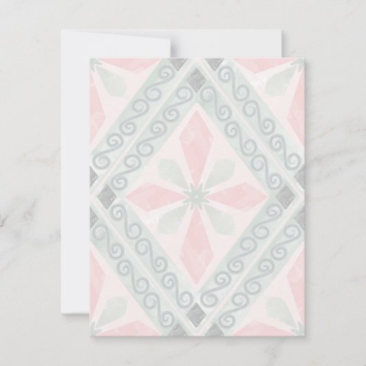 Grünes und rosa pastellfarbenes Diamantmuster Save The Date (Vorderseite)