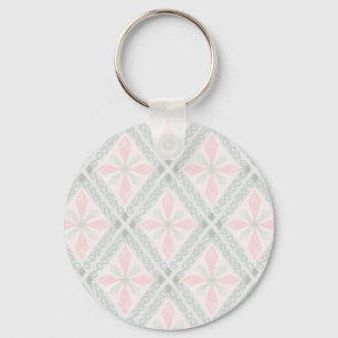 Grünes und rosa pastellfarbenes Diamantmuster Schlüsselanhänger