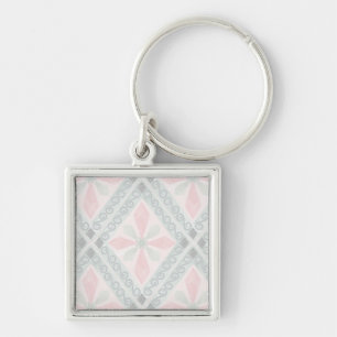 Grünes und rosa pastellfarbenes Diamantmuster Schlüsselanhänger