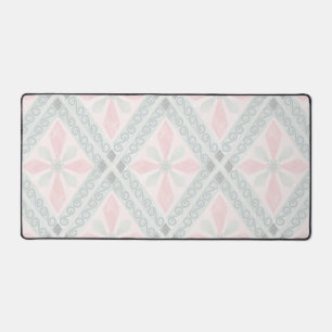Grünes und rosa pastellfarbenes Diamantmuster Schreibtischunterlage