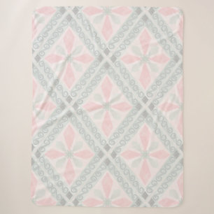 Grünes und rosa pastellfarbenes Diamantmuster Sherpadecke